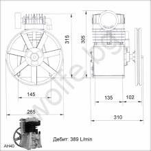 Глава за компресор AH40 389 L/min -shema